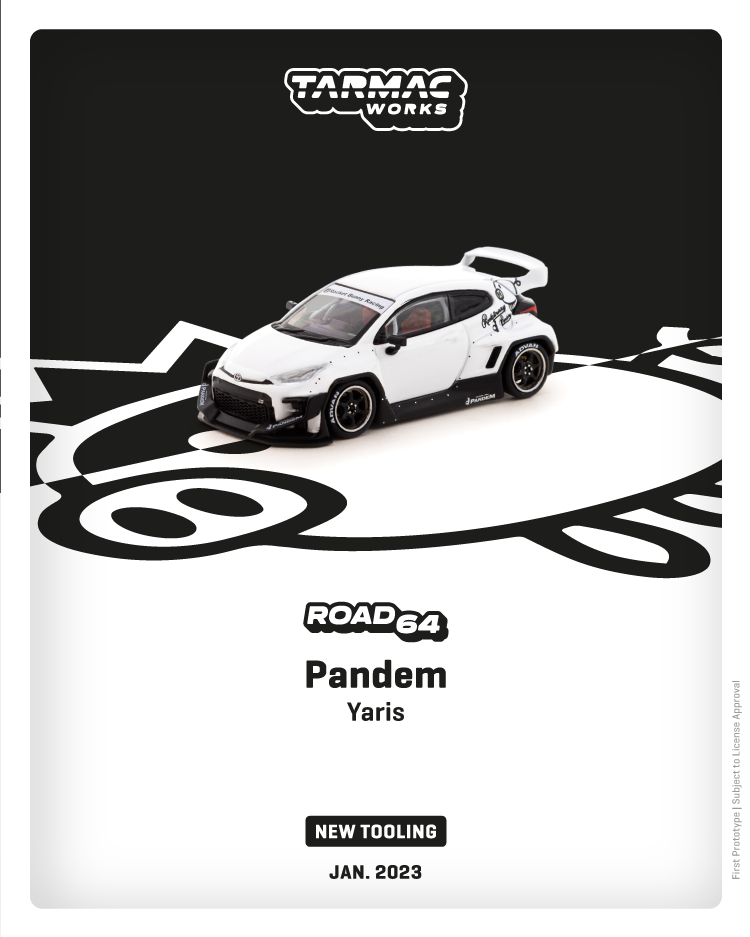 Tarmac Works 1:64 Pandem GR Yaris 白色车身黑顶