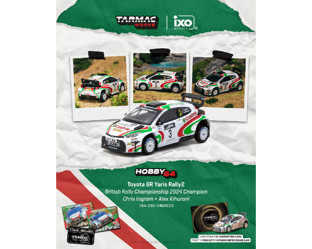Tarmac Works 1:64 Toyota GR Yaris Rally2 英国 BRC 2024 冠军 Chris Ingram 3 号车