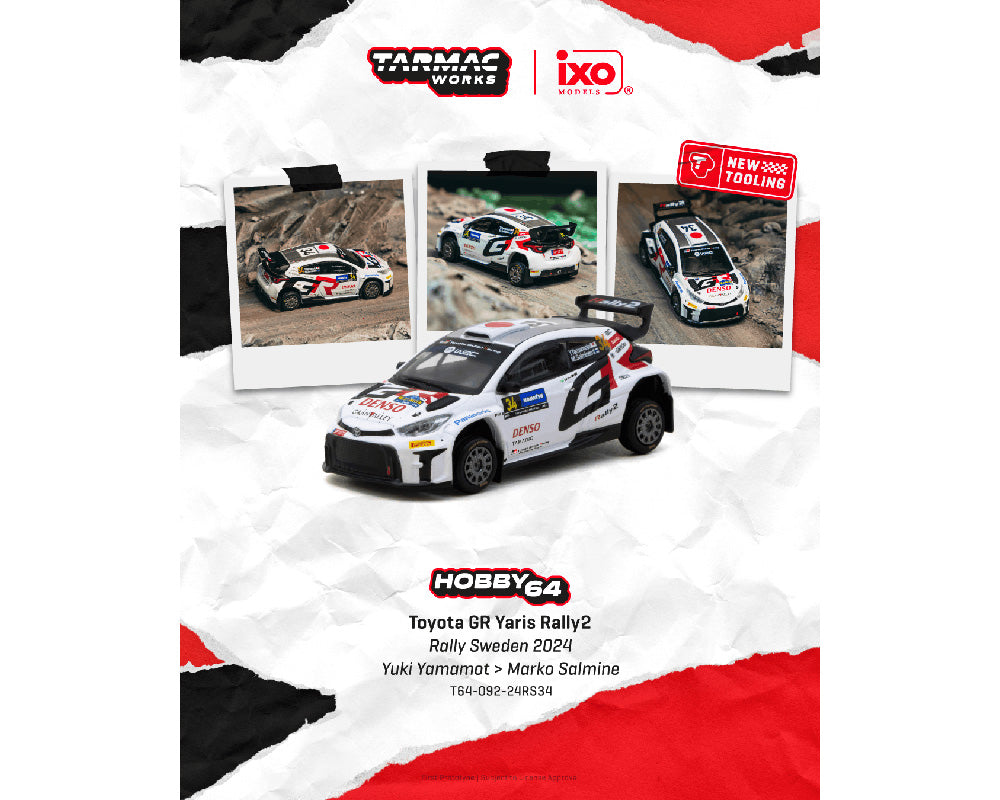 Tarmac Works 1:64 Toyota GR Yaris Rally2 瑞典拉力 2024 山本雄纪 34 号车