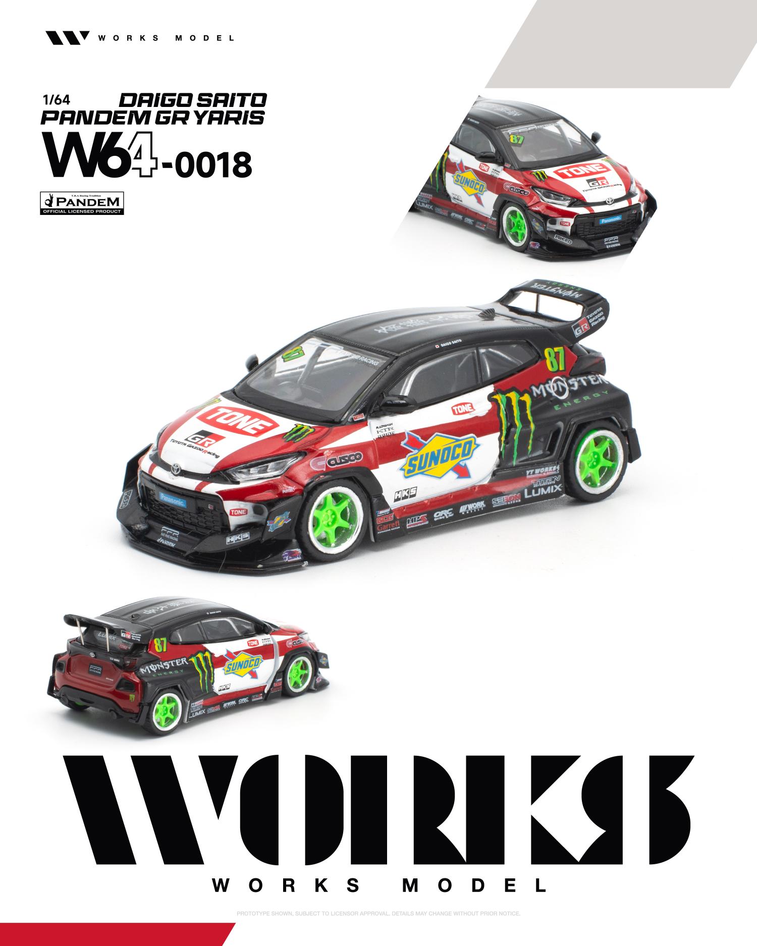 Works Model 1:64 Pandem GR Yaris 斋藤太吾涂装